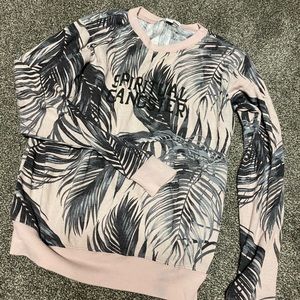Spiritual Gangster Palm Print Soft Pink Sweatshirt